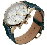 Emporio Armani Renato Chronograph Silver Dial Green Leather Strap Watch For Men - AR11233 Buy Now By Emporio Armani
