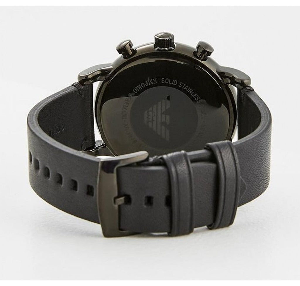 Emporio Armani Dress Chronograph Black Dial Black Leather Strap Watch For Men - AR1918 Buy Now By Emporio Armani