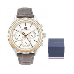 Tommy Hilfiger Ari Diamonds White Dial Grey Leather Strap Watch for Women - 1781980 Buy Now By Tommy Hilfiger