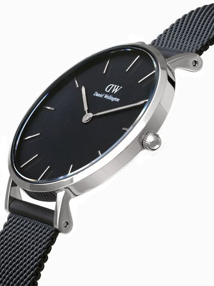 Daniel Wellington Petite Ashfield Black Dial Black Mesh Strap Watch For Women - DW00100202 Buy Now By Daniel Wellington
