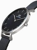 Daniel Wellington Petite Ashfield Black Dial Black Mesh Strap Watch For Women - DW00100202 Buy Now By Daniel Wellington
