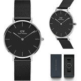Daniel Wellington Petite Ashfield Black Dial Black Mesh Strap Watch For Women - DW00100202 Buy Now By Daniel Wellington