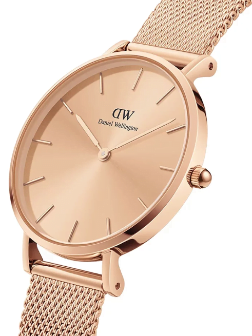 Daniel Wellington Petite Rose Gold Dial Rose Gold Mesh Strap Watch For Women - DW00100472 Buy Now By Daniel Wellington