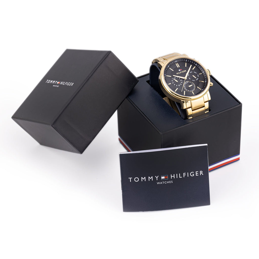 Tommy Hilfiger Tyson Chronograph Black Dial Gold Steel Strap Watch For Men - 1710589 Buy Now By Tommy Hilfiger