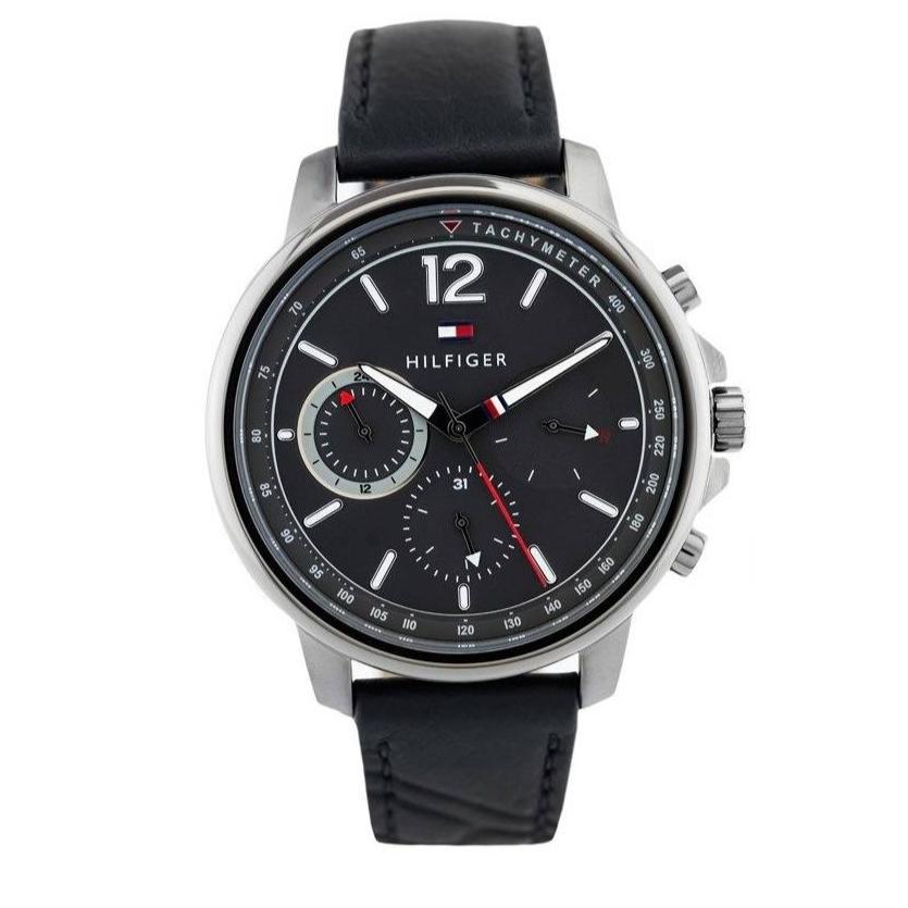 Tommy Hilfiger London Chronograph Grey Dial Black Leather Strap Watch for Men - 1791533 Buy Now By Tommy Hilfiger