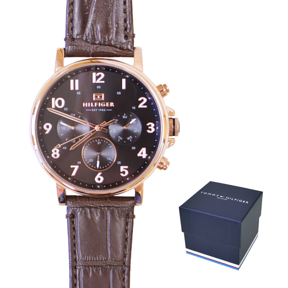 Tommy Hilfiger Daniel Black Dial Brown Leather Strap Watch for Men - 1710379 Buy Now By Tommy Hilfiger