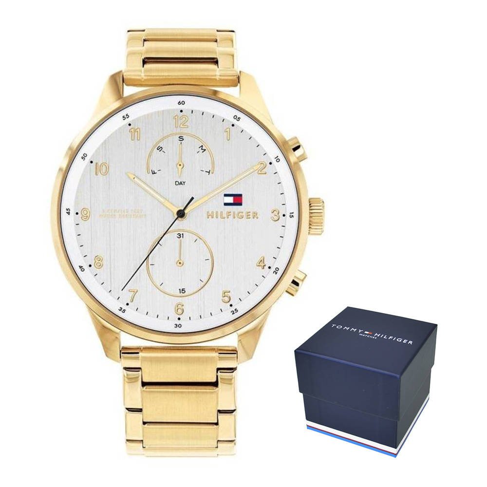 Tommy Hilfiger Chase Quartz White Dial Gold Steel Strap Watch for Men - 1791576 Buy Now By Tommy Hilfiger