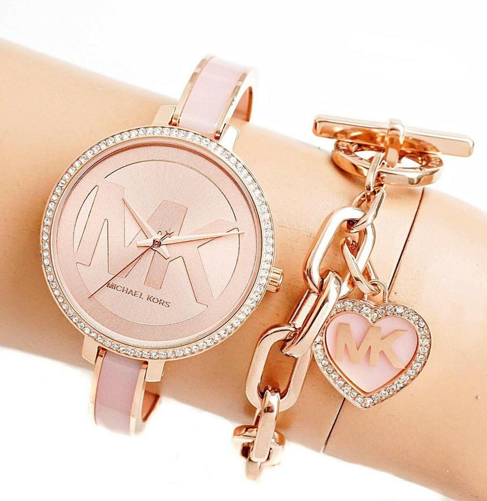 Michael Kors Jaryn Analog Rose Gold Dial Pink Steel Strap Watch For Women - MK4545 Buy Now By Michael Kors