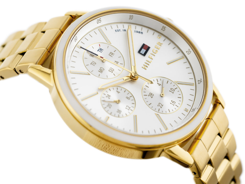 Tommy Hilfiger Carly White Dial Gold Steel Strap Watch for Women - 1781786 Buy Now By Tommy Hilfiger