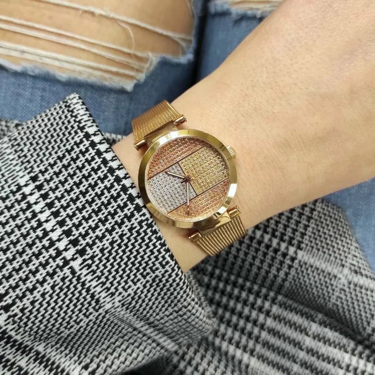 Tommy Hilfiger Lynn Crystals Rose Gold Dial Rose Gold Mesh Strap Watch For Women - 1781868 Buy Now By Tommy Hilfiger