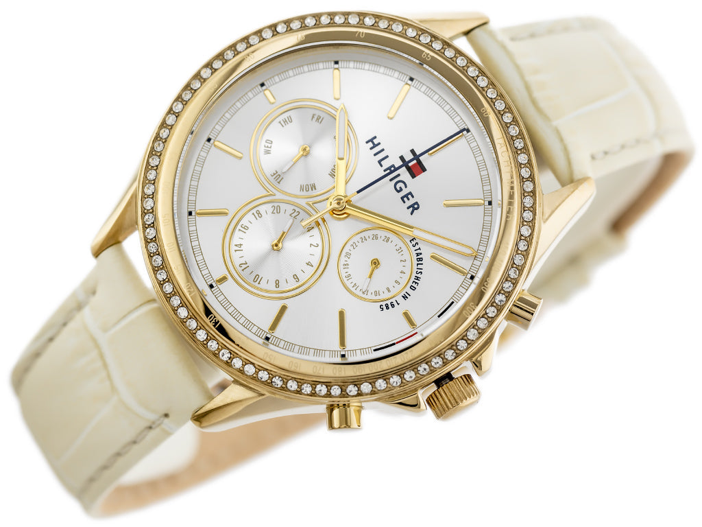 Tommy Hilfiger Ari Diamonds White Dial Cream Leather Strap Watch for Women - 1781982 Buy Now By Tommy Hilfiger