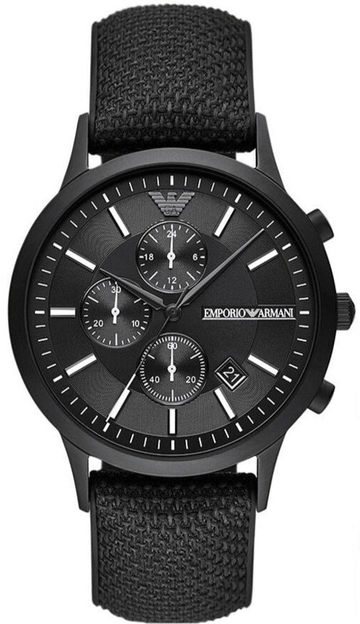 Emporio Armani Renato Chronograph Black Dial Black Nylon Strap Watch For Men - AR11457 Buy Now By Emporio Armani