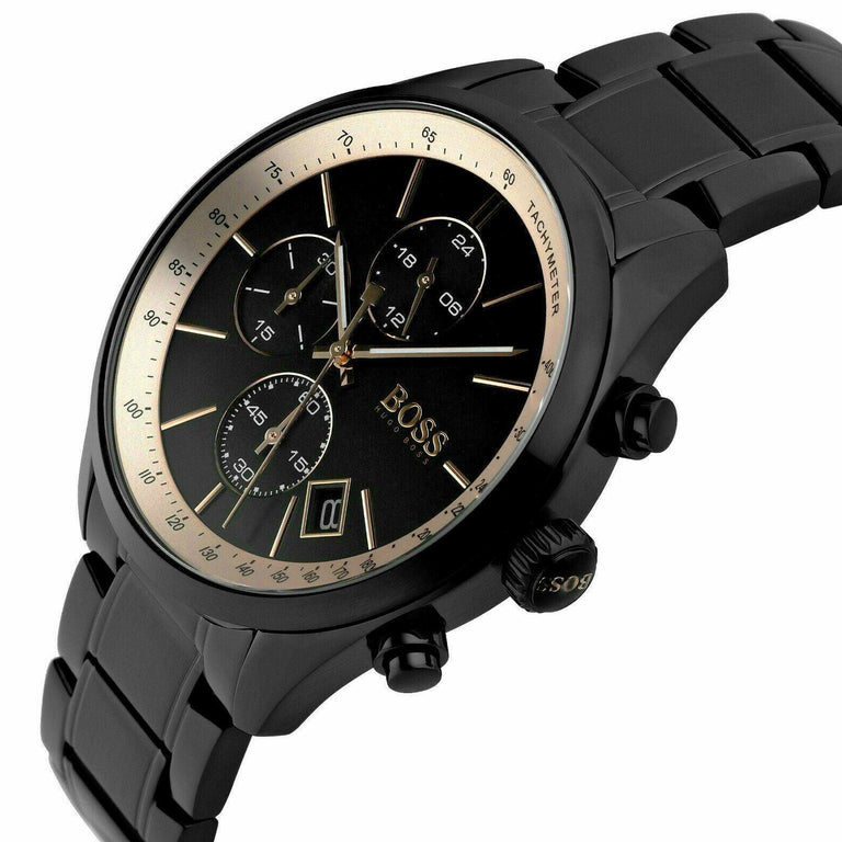 Hugo Boss Grand Prix Black Dial Black Steel Strap Watch for Men - 1513578 Buy Now By Hugo Boss