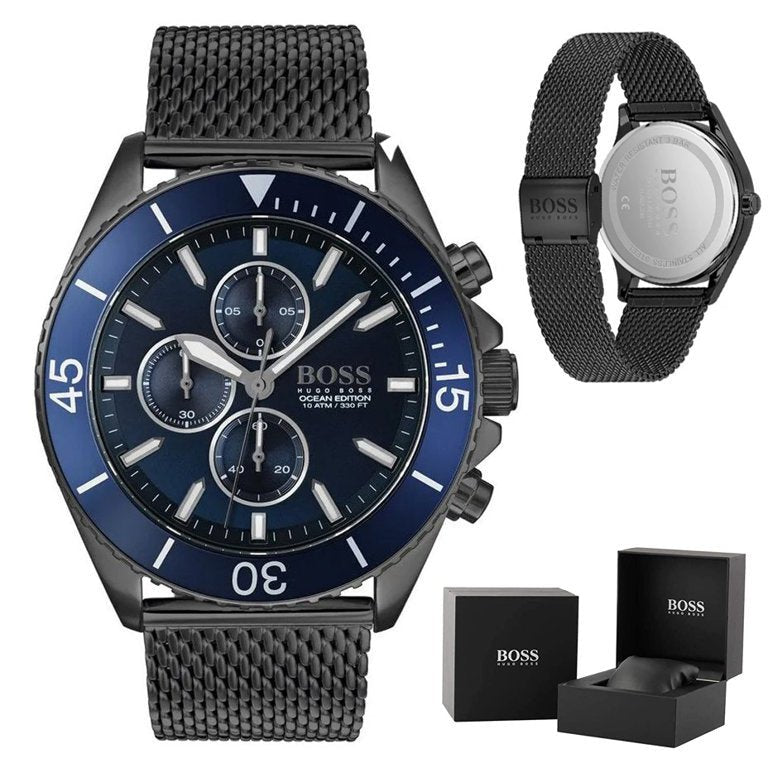 Hugo Boss Ocean Edition Blue Dial Black Mesh Bracelet Watch for Men - 1513702 Buy Now By Hugo Boss