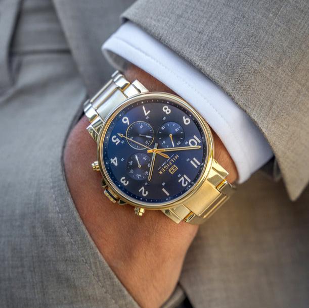 Tommy Hilfiger Daniel Chronograph Blue Dial Gold Steel Strap Watch for Men - 1710384 Buy Now By Tommy Hilfiger
