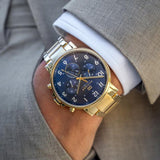 Tommy Hilfiger Daniel Chronograph Blue Dial Gold Steel Strap Watch for Men - 1710384 Buy Now By Tommy Hilfiger