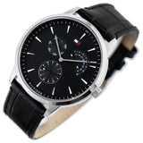 Tommy Hilfiger Brad Chronograph Black Dial Black Leather Strap Watch For Men - 1710391 Buy Now By Tommy Hilfiger