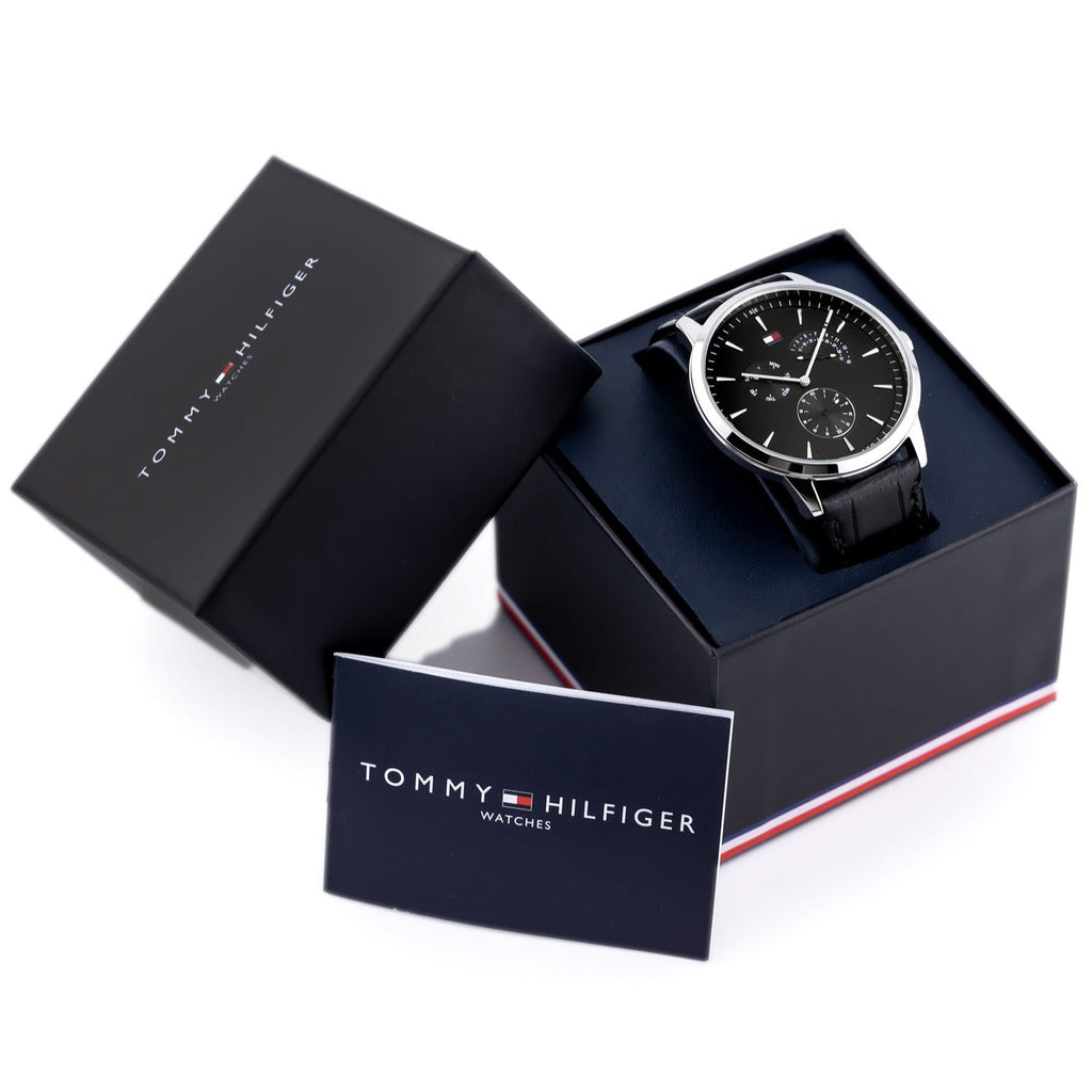 Tommy Hilfiger Brad Chronograph Black Dial Black Leather Strap Watch For Men - 1710391 Buy Now By Tommy Hilfiger