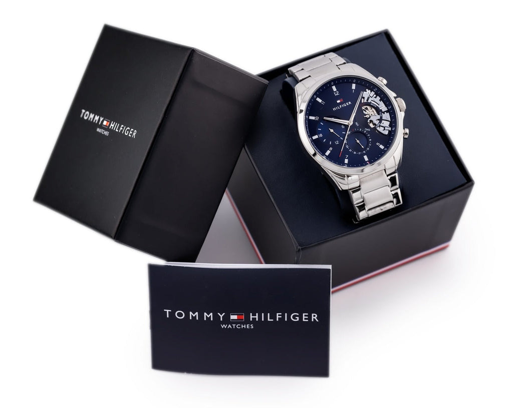 Tommy Hilfiger Baker Quartz Blue Dial Silver Steel Strap Watch For Men - 1710448 Buy Now By Tommy Hilfiger