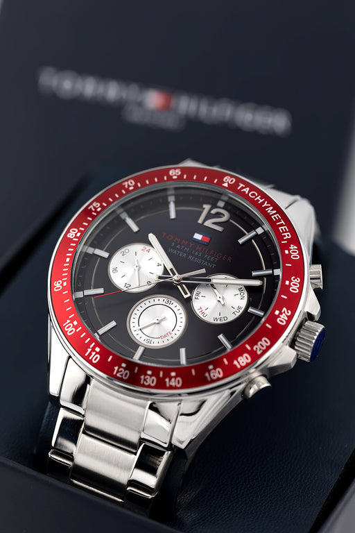 Tommy Hilfiger Luke Chronograph Black Dial Silver Steel Strap Watch for Men - 1791122 Buy Now By Tommy Hilfiger