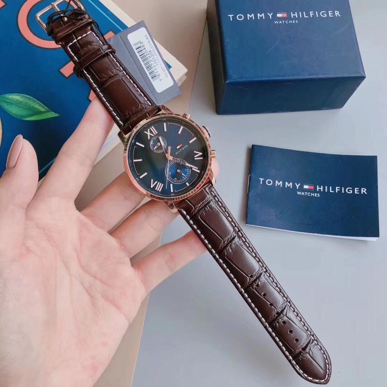 Tommy Hilfiger Aiden Quartz Blue Dial Brown Leather Strap Watch for Men - 1791308 Buy Now By Tommy Hilfiger