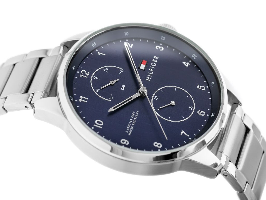 Tommy Hilfiger Chase Multifunction Blue Dial Silver Steel Strap Watch for Men - 1791575 Buy Now By Tommy Hilfiger