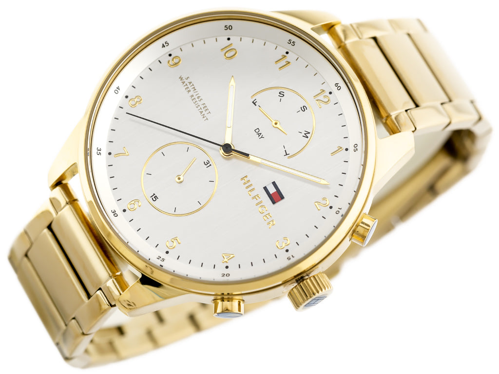 Tommy Hilfiger Chase Quartz White Dial Gold Steel Strap Watch for Men - 1791576 Buy Now By Tommy Hilfiger
