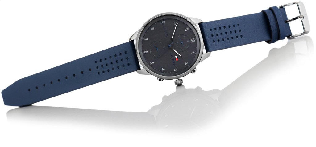 Tommy Hilfiger Chase Grey Dial Blue Leather Strap Watch for Men - 1791578 Buy Now By Tommy Hilfiger