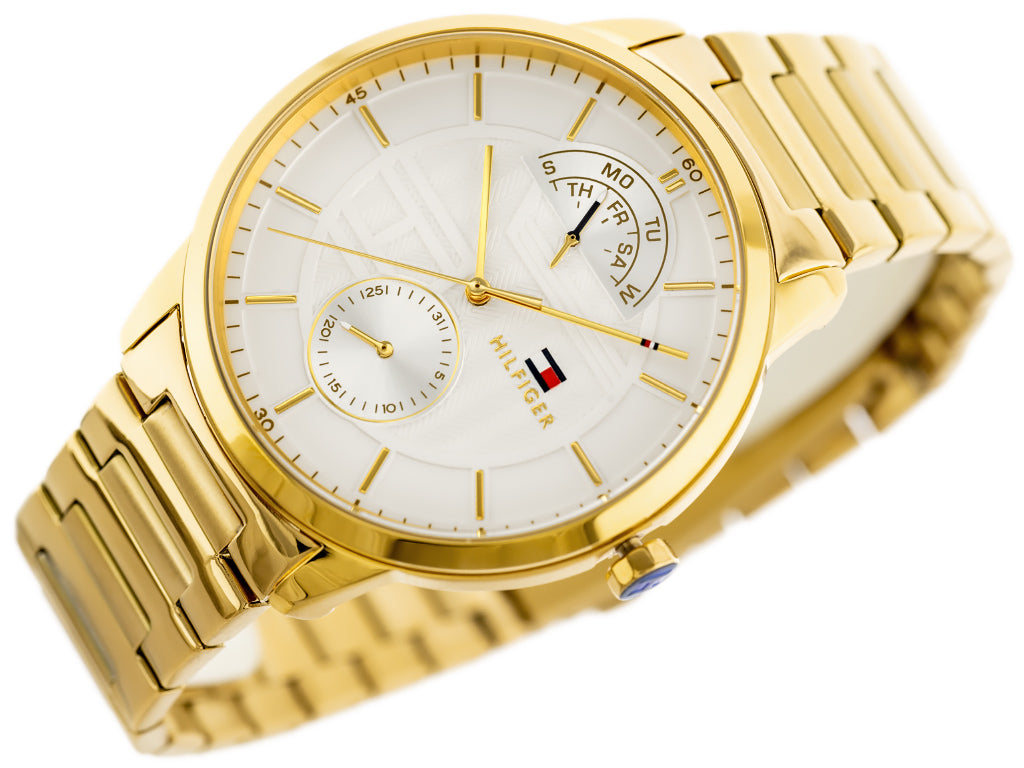 Tommy Hilfiger Hunter White Dial Gold Steel Strap Watch for Men - 1791609 Buy Now By Tommy Hilfiger