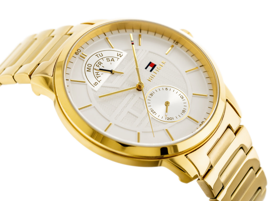 Tommy Hilfiger Hunter White Dial Gold Steel Strap Watch for Men - 1791609 Buy Now By Tommy Hilfiger