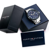 Tommy Hilfiger Austin Blue Dial Silver Steel Strap Watch for Men - 1791640