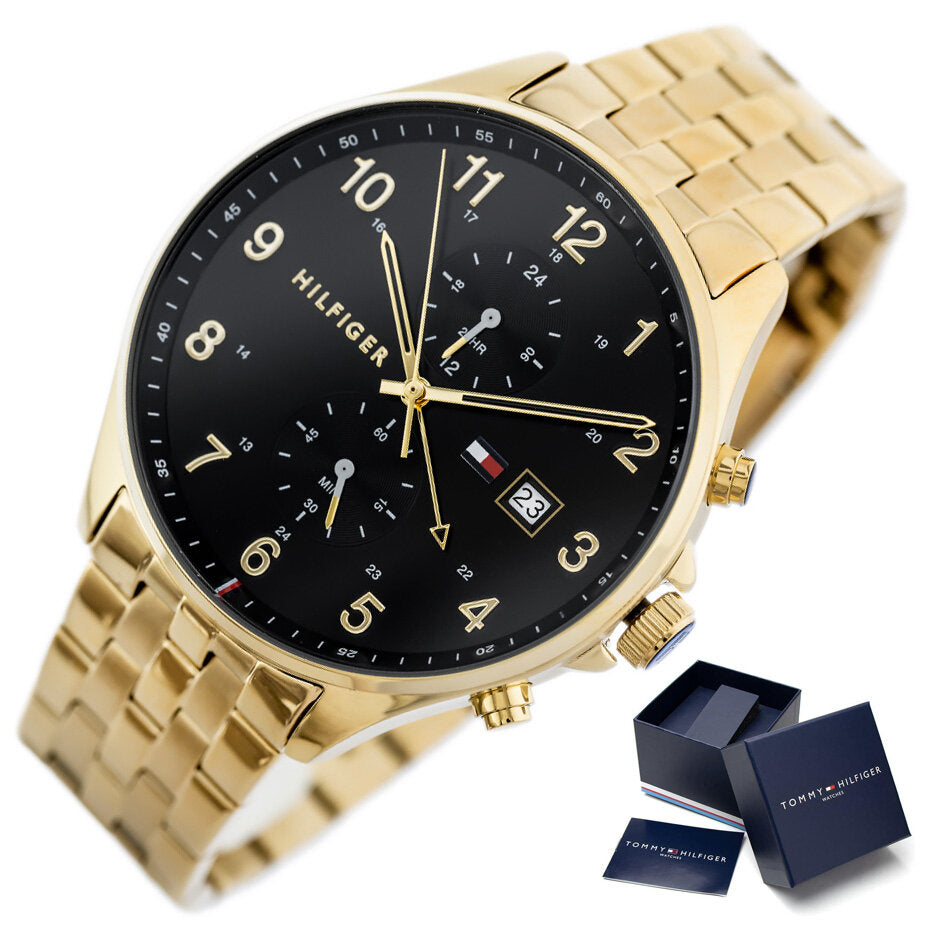 Tommy Hilfiger West Chronograph Quartz Black Dial Gold Steel Strap Watch For Men - 1791708 Buy Now By Tommy Hilfiger