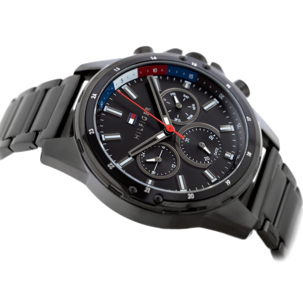 Tommy Hilfiger Mason Chronograph Black Dial Black Steel Strap Watch For Men - 1791935 Buy Now By Tommy Hilfiger