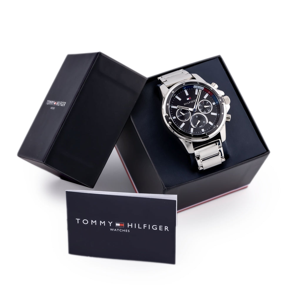 Tommy Hilfiger Mason Multifunction Black Dial Silver Steel Strap Watch For Men - 1791936 Buy Now By Tommy Hilfiger
