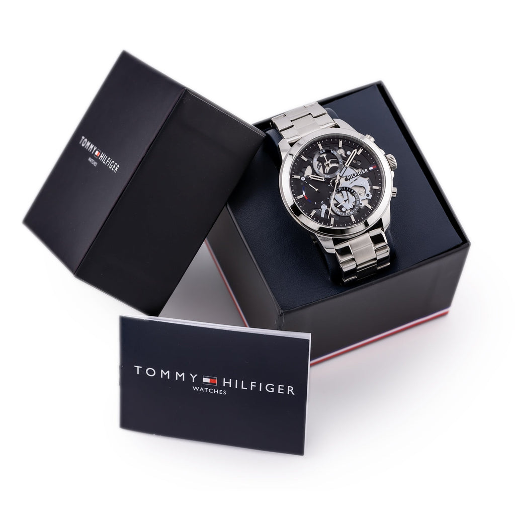 Tommy Hilfiger Henry Chronograph Black Dial Silver Steel Strap Watch For Men - 1710477 Buy Now By Tommy Hilfiger