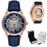 Emporio Armani Meccanico Automatic Blue Dial Blue Leather Strap Watch For Men - AR60050 Buy Now By Emporio Armani