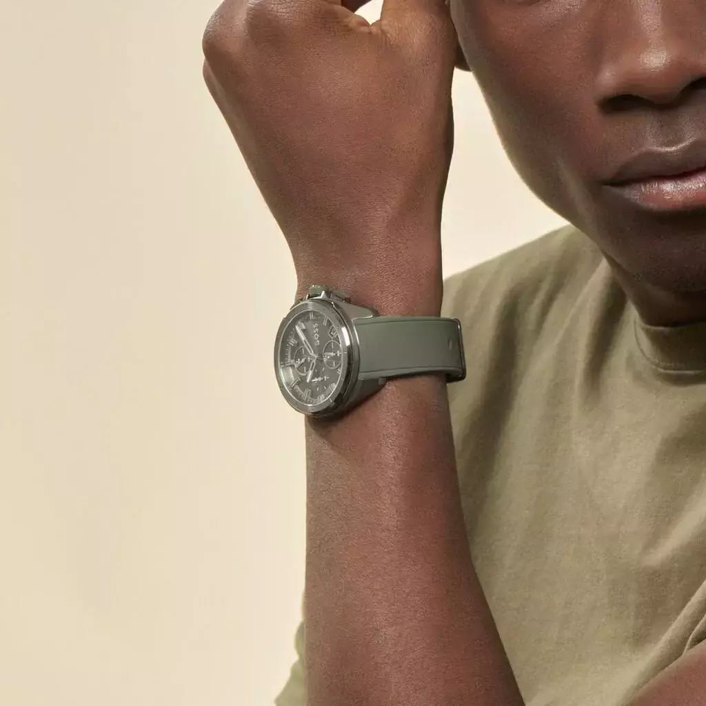 Hugo Boss Volane Chronograph Grey Dial Green Rubber Strap Watch For Men - 1513952 Buy Now By Hugo Boss