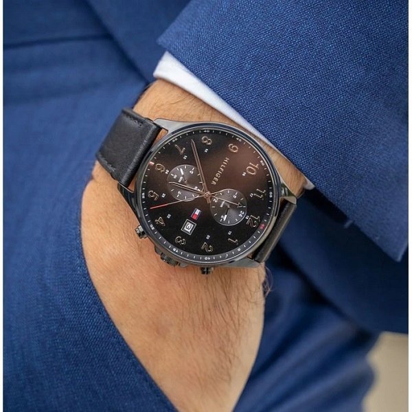 Tommy Hilfiger West Chronograph Black Dial Black Leather Strap Watch For Men - 1791711 Buy Now By Tommy Hilfiger