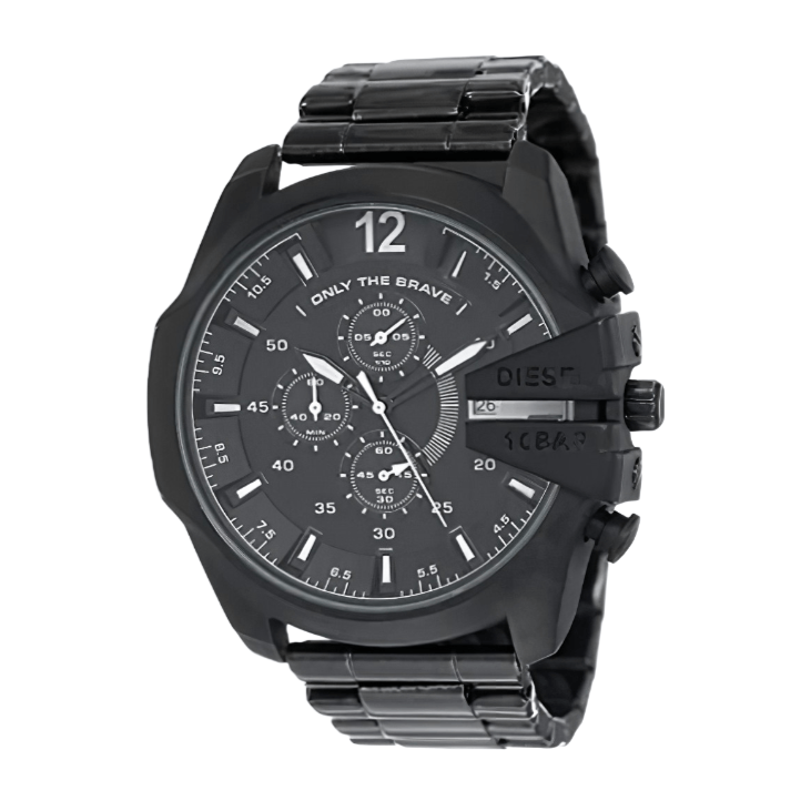 Diesel Mega Chief Chronograph Black Dial Black Steel Strap Watch For Men - DZ4283 Buy Now By Diesel