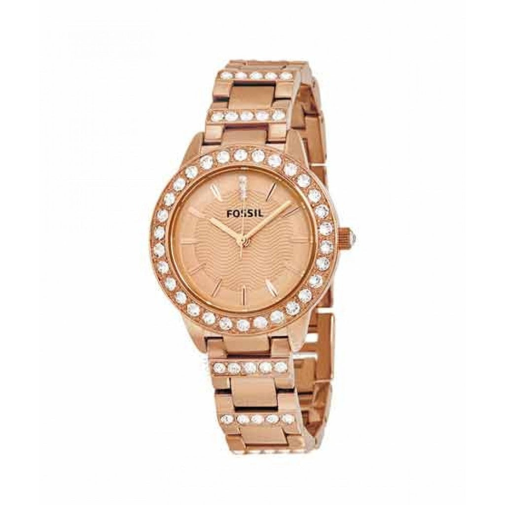 Fossil Jesse Crystal Rose Gold Dial Rose Gold Steel Strap Watch for Women - ES3020 Buy Now By Fossil