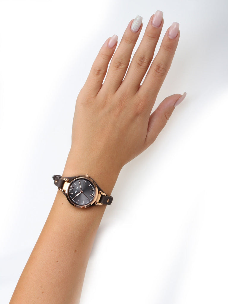 Fossil Georgia Black Dial Black Leather Strap Watch for Women - ES3148 Buy Now By Fossil