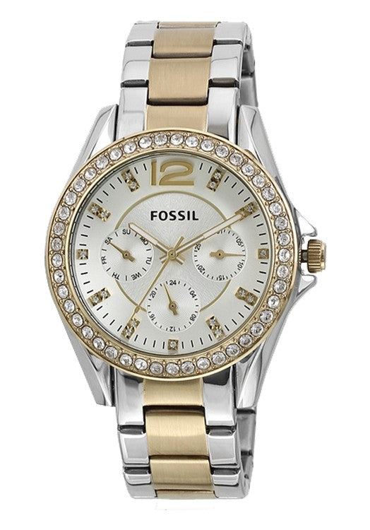 Fossil Riley White Dial Two Tone Steel Strap Watch for Women - ES3204 Buy Now By Fossil