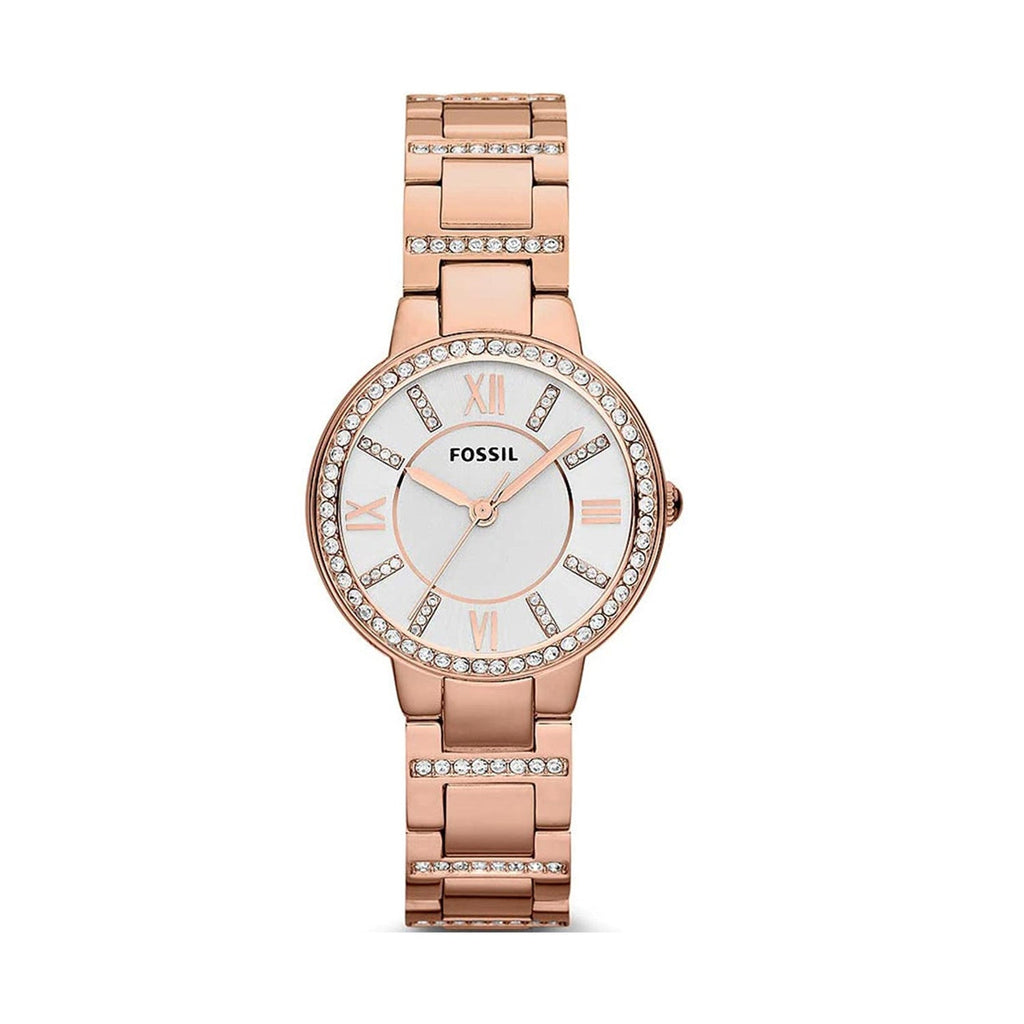 Fossil Virginia White Dial Rose Gold Steel Strap Watch for Women - ES3284 Buy Now By Fossil