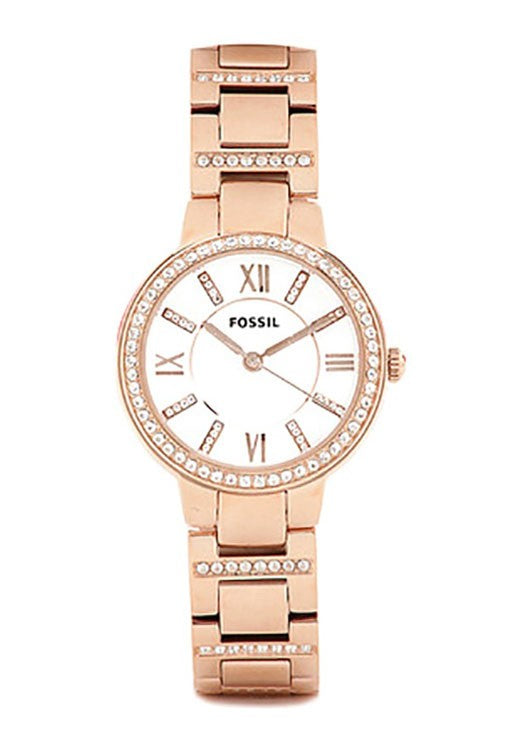 Fossil Virginia White Dial Rose Gold Steel Strap Watch for Women - ES3284 Buy Now By Fossil