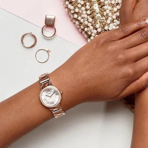 Fossil Virginia White Dial Rose Gold Steel Strap Watch for Women - ES3284 Buy Now By Fossil