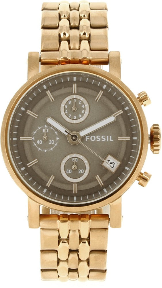 Fossil Boyfriend Chronograph Brown Dial Rose Gold Steel Strap Watch for Women - ES3494 Buy Now By Fossil