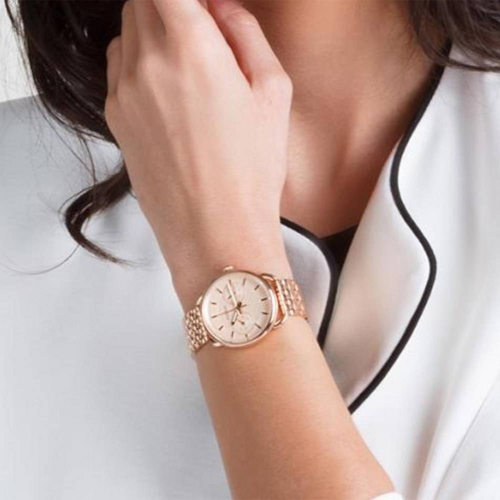 Fossil Tailor Rose Gold Dial Rose Gold Stainless Steel Strap Watch for Women - ES3713 Buy Now By Fossil