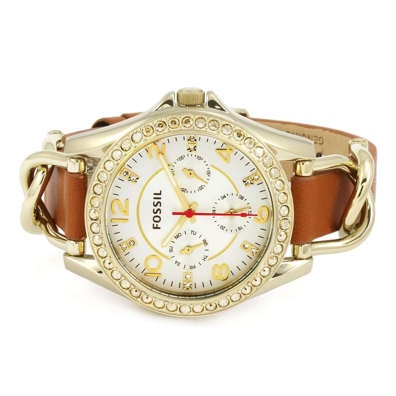 Fossil Riley Multifunction White Dial Orange Leather Strap Watch for Women - ES3723 Buy Now By Fossil