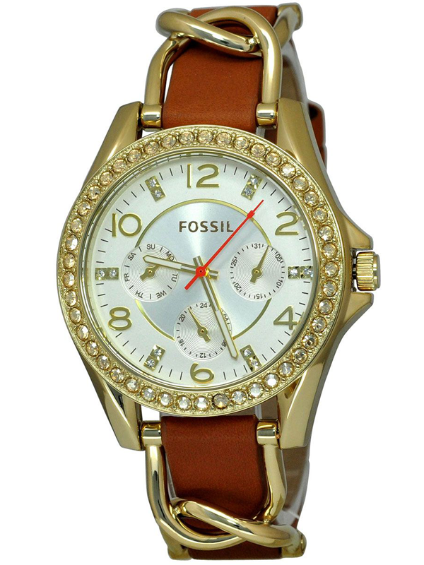 Fossil Riley Multifunction White Dial Orange Leather Strap Watch for Women - ES3723 Buy Now By Fossil