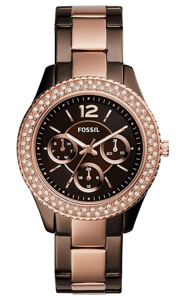 Fossil Stella Multifunction Brown Dial Two Tone Steel Strap Watch for Women - ES4079 Buy Now By Fossil